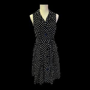 Polkadot dark blue and white button-down dress